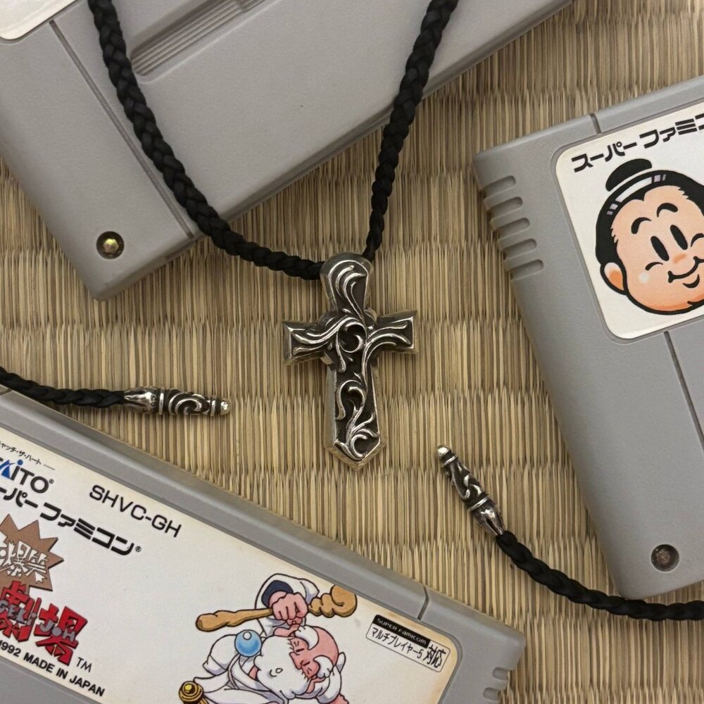 Chrome hearts vulcan cross + leather lace
